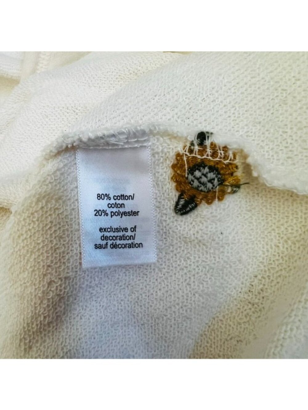 NWOT Sunflower Embroidered Hoodie Cream Lightweight Boho Floral Pullover Cottage - Picture 9 of 13